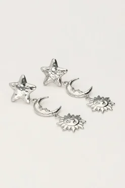 Boucles D'oreilles Pendantes Starry Avec étoile Et Soleil
