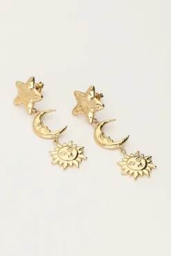Boucles D'oreilles Pendantes Starry Avec étoile Et Soleil