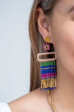 Boucles D'oreilles Pendantes Avec Perles Miyuki Colorées