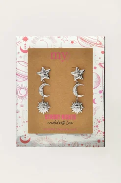 Boucles D'oreilles Pendantes Starry Avec étoile Et Soleil