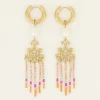 Boucles D’oreilles Perle Blanche Et Perles Colorées