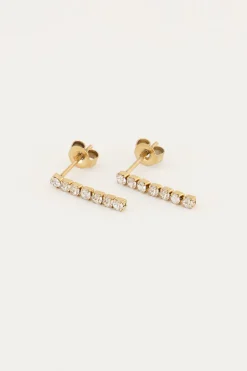Boucles D’oreilles Puces Avec Barres En Strass