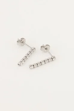 Boucles D’oreilles Puces Avec Barres En Strass