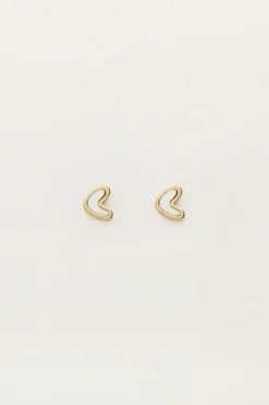 Boucles D'oreilles Puces Coeur Nacré