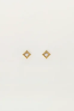 Boucles D'oreilles Puces Carrées Avec Strass
