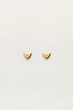 Boucles D'oreilles Puces Cœur Et Strass