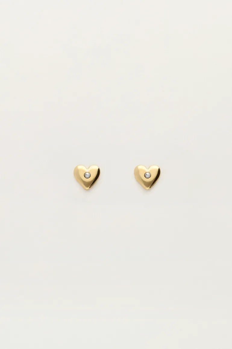 Boucles D'oreilles Puces Cœur Et Strass