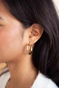 Boucles D'oreilles Puces Carrées Avec Strass