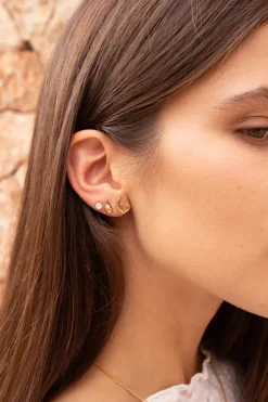 Boucles D'oreilles Puces Cœur Avec Strass
