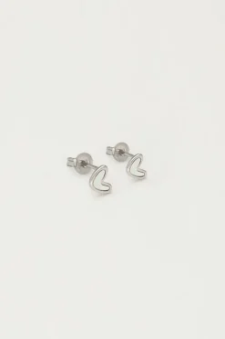 Boucles D'oreilles Puces Coeur Nacré