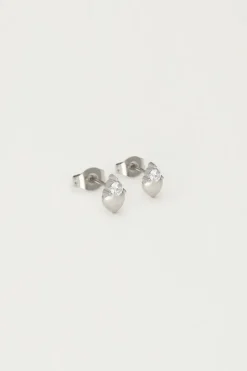 Boucles D'oreilles Puces Cœur Avec Strass