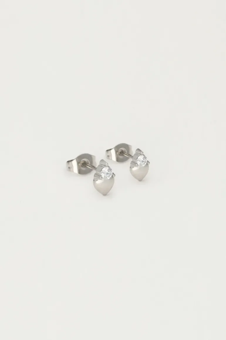 Boucles D'oreilles Puces Cœur Avec Strass
