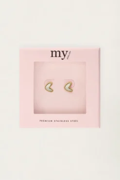 Boucles D'oreilles Puces Coeur Nacré