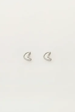 Boucles D'oreilles Puces Coeur Nacré