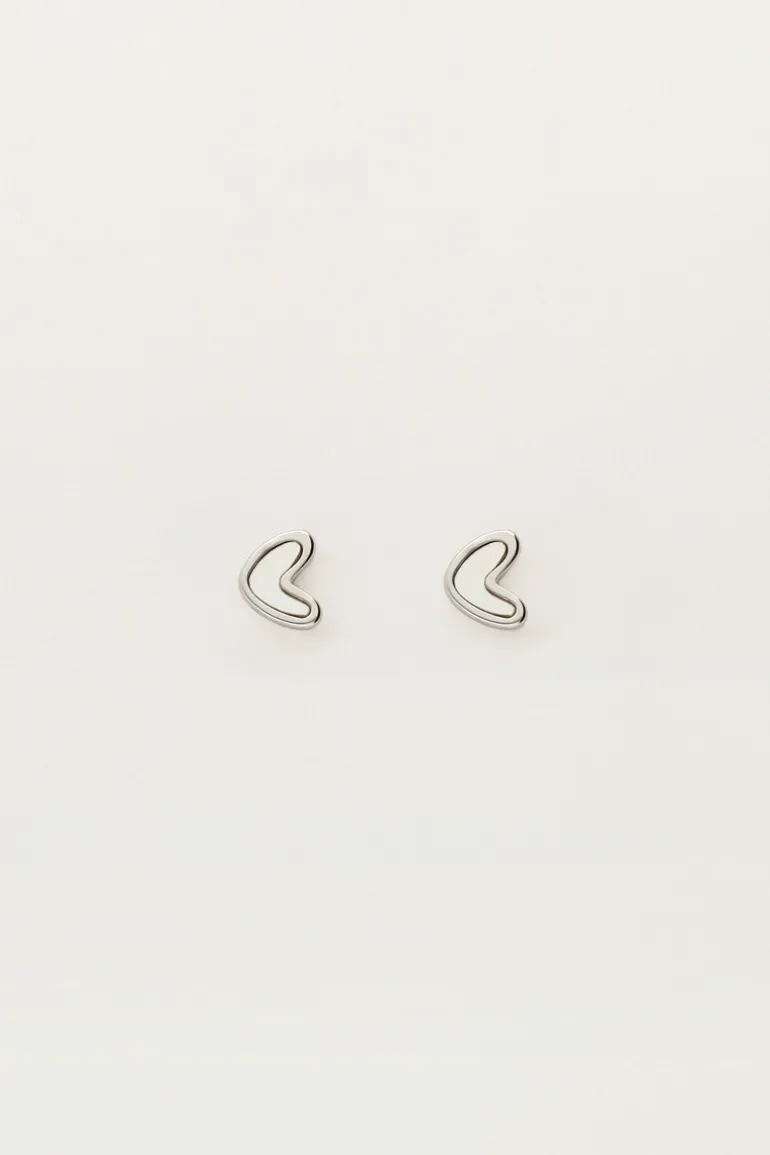 Boucles D'oreilles Puces Coeur Nacré