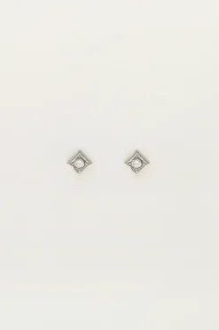 Boucles D'oreilles Puces Carrées Avec Strass