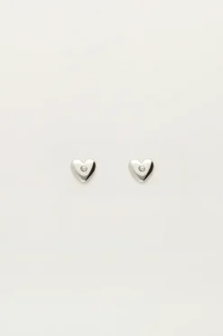 Boucles D'oreilles Puces Cœur Et Strass
