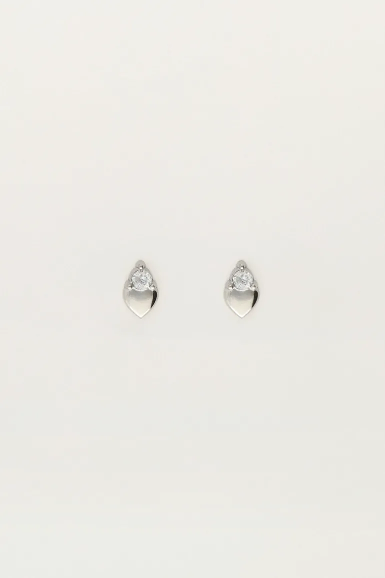 Boucles D'oreilles Puces Cœur Avec Strass