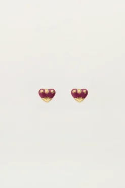 Boucles D'oreilles Puces Mini Cœur Violet