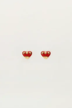 Boucles D'oreilles Puces Mini Cœur Rouge