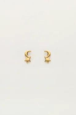 Boucles D'oreilles Puces Mini Lune Et étoile