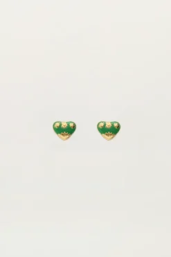 Boucles D'oreilles Puces Mini Cœur Vert