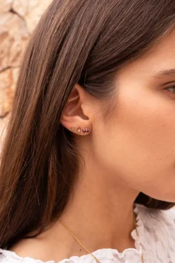 Boucles D'oreilles Puces Mini Cœur Violet