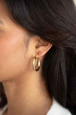 Boucles D'oreilles Puces Mini Cœur Rouge