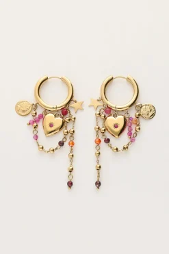 Boucles D'oreilles Starry Avec Cœur Et Perles