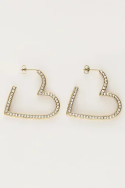 Boucles D'oreilles Starry Avec Cœur Et Strass