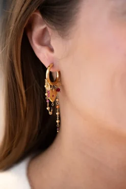 Boucles D'oreilles Starry Avec Cœur Et Perles