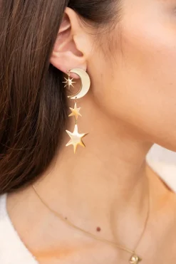 Boucles D'oreilles Starry Avec Lune Et étoiles