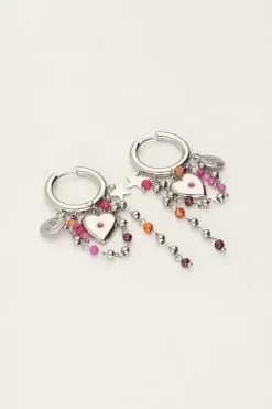 Boucles D'oreilles Starry Avec Cœur Et Perles