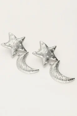 Boucles D'oreilles Starry Avec Lune Et étoile
