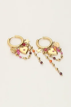 Boucles D'oreilles Starry Avec Cœur Et Perles