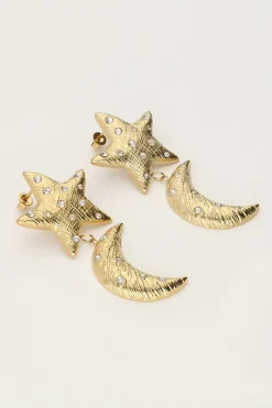 Boucles D'oreilles Starry Avec Lune Et étoile