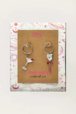 Boucles D'oreilles Starry Avec Cocktail Et Cœur