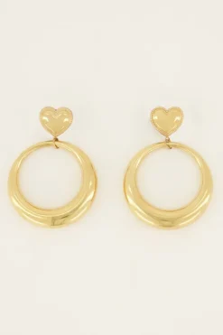 Boucles D’oreilles Tendance Rondes Avec Cœur