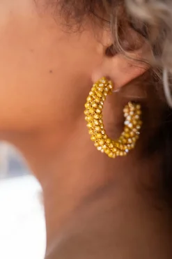 Boucles D'oreilles Tendance à Cercle Orné De Petites Pierres