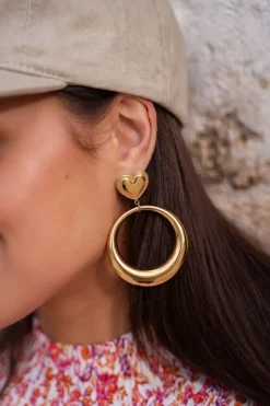 Boucles D’oreilles Tendance Rondes Avec Cœur