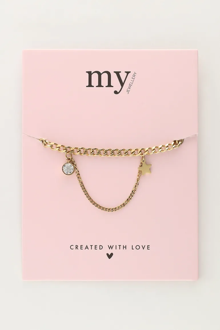 Bracelet à Maillons Avec Strass Et étoile