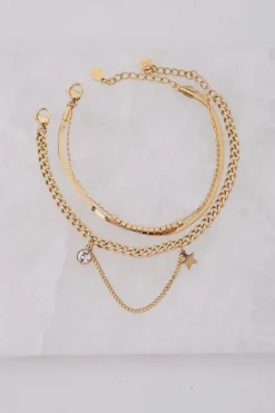Bracelet à Maillons Avec Strass Et étoile