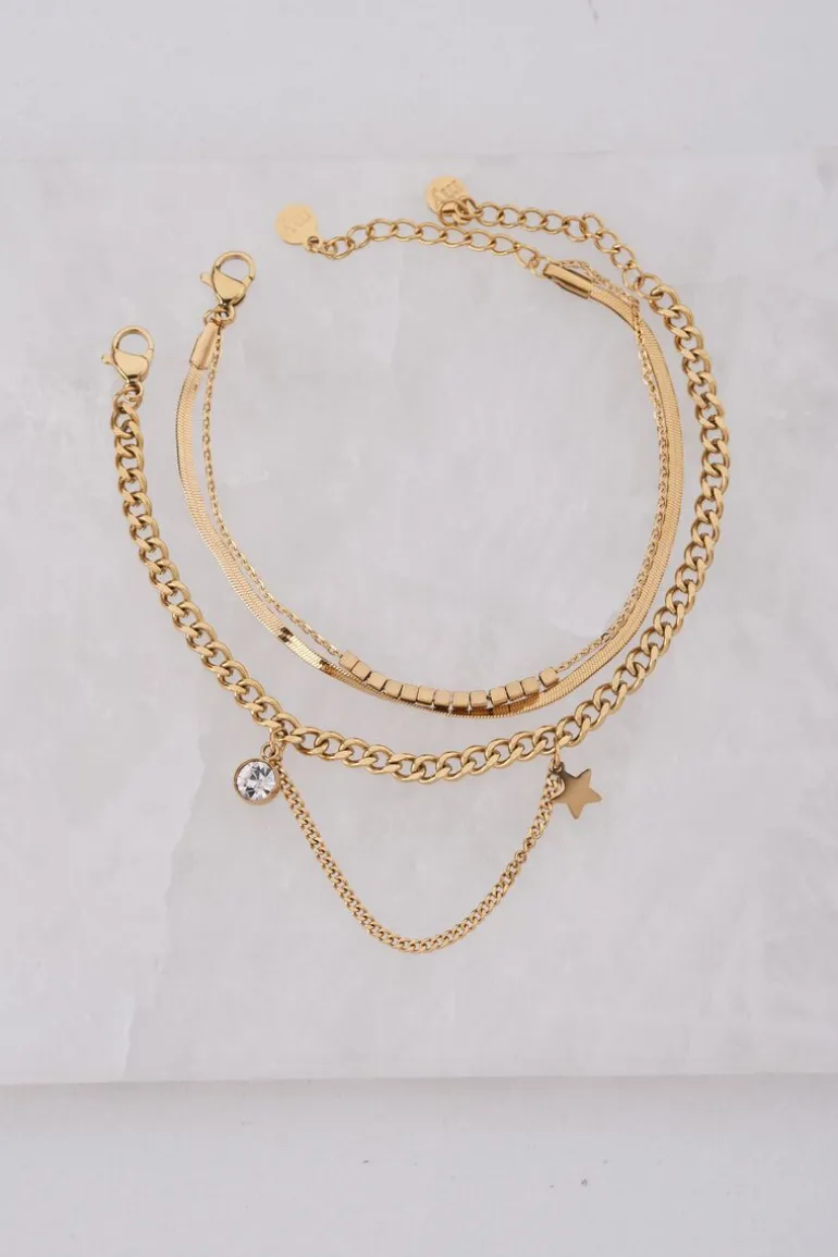 Bracelet à Maillons Avec Strass Et étoile
