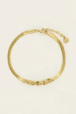 Bracelet à Maillons Plats Avec Texte "amour