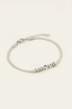 Bracelet à Maillons Plats Avec Texte "amour