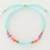 Bracelet Art En Cordon Bleu Avec Perles