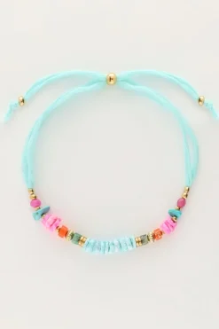 Bracelet Art En Cordon Bleu Avec Perles