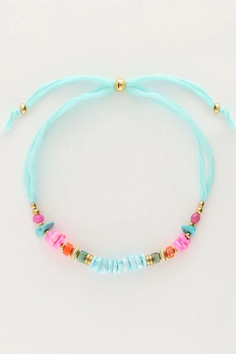 Bracelet Art En Cordon Bleu Avec Perles