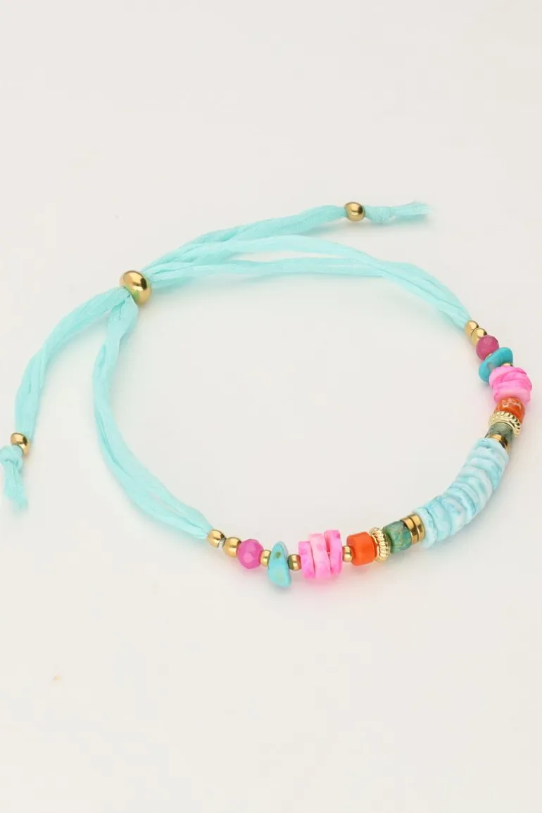 Bracelet Art En Cordon Bleu Avec Perles