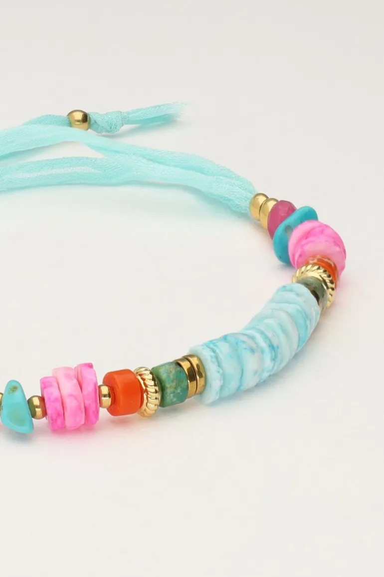Bracelet Art En Cordon Bleu Avec Perles